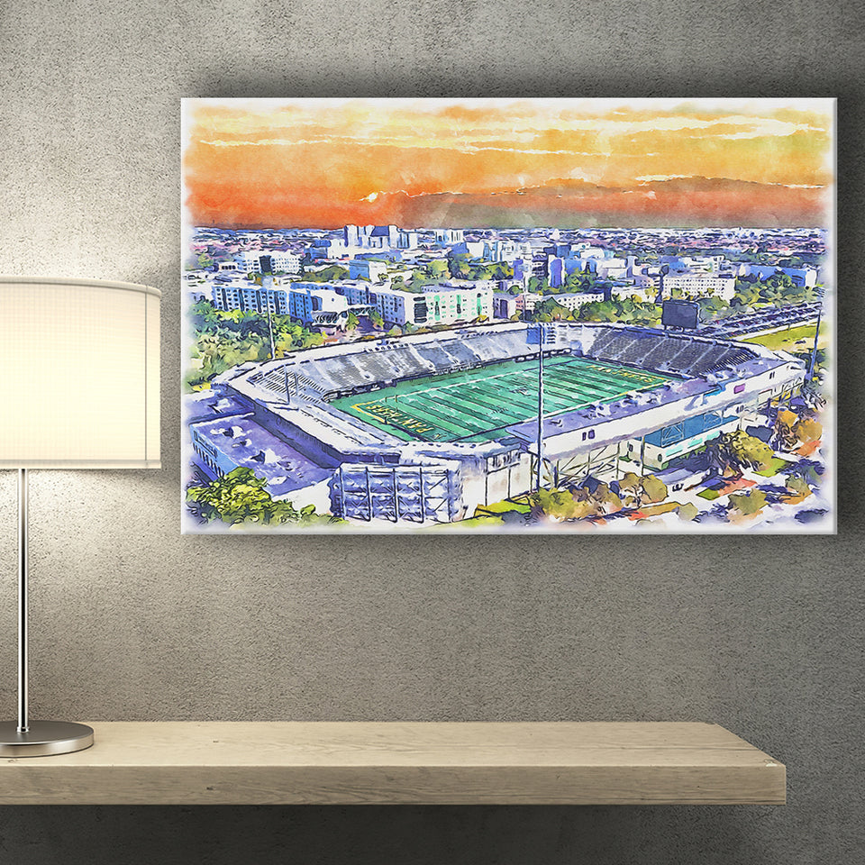 Riccardo Silva Stadium WaterColor Canvas Prints, University Park Florida Watercolor, Stadium Art Gifts