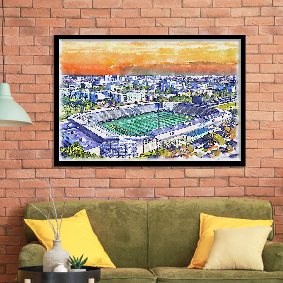 Riccardo Silva Stadium WaterColor Framed Art Prints, University Park Florida Watercolor, Stadium Art Gifts