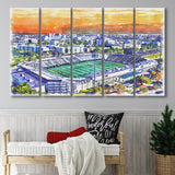Riccardo Silva Stadium WaterColor 5 Panels B Mixed Canvas Prints, Extra Large, University Park Florida Watercolor