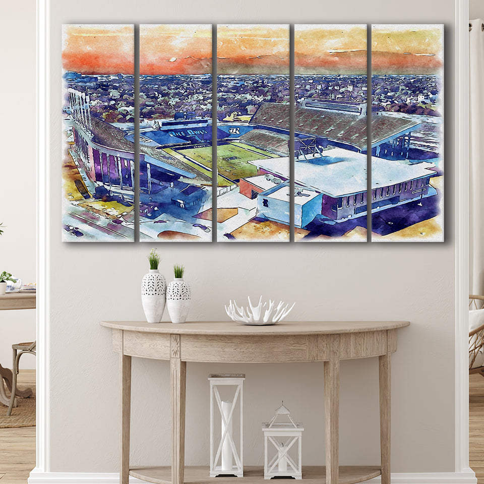 Rice Stadium WaterColor 5 Panels B Mixed Canvas Prints, Extra Large, Houston Texas Watercolor