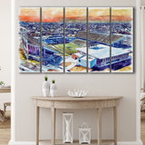 Rice Stadium WaterColor 5 Panels B Mixed Canvas Prints, Extra Large, Houston Texas Watercolor