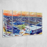 Rice Stadium WaterColor 5 Panels B Mixed Canvas Prints, Extra Large, Houston Texas Watercolor