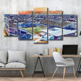 Rice Stadium WaterColor 5 Panels Mix Canvas Prints, Houston Texas Watercolor, Large Stadium Canvas