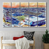 Rice Stadium WaterColor 5 Panels B Mixed Canvas Prints, Extra Large, Houston Texas Watercolor