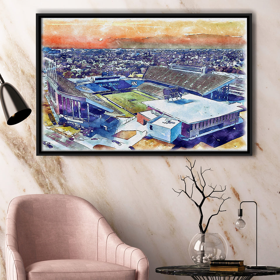 Rice Stadium WaterColor Framed Canvas Prints, Houston Texas Watercolor, Stadium Art Gifts, Floating Frame