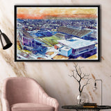 Rice Stadium WaterColor Framed Canvas Prints, Houston Texas Watercolor, Stadium Art Gifts, Floating Frame