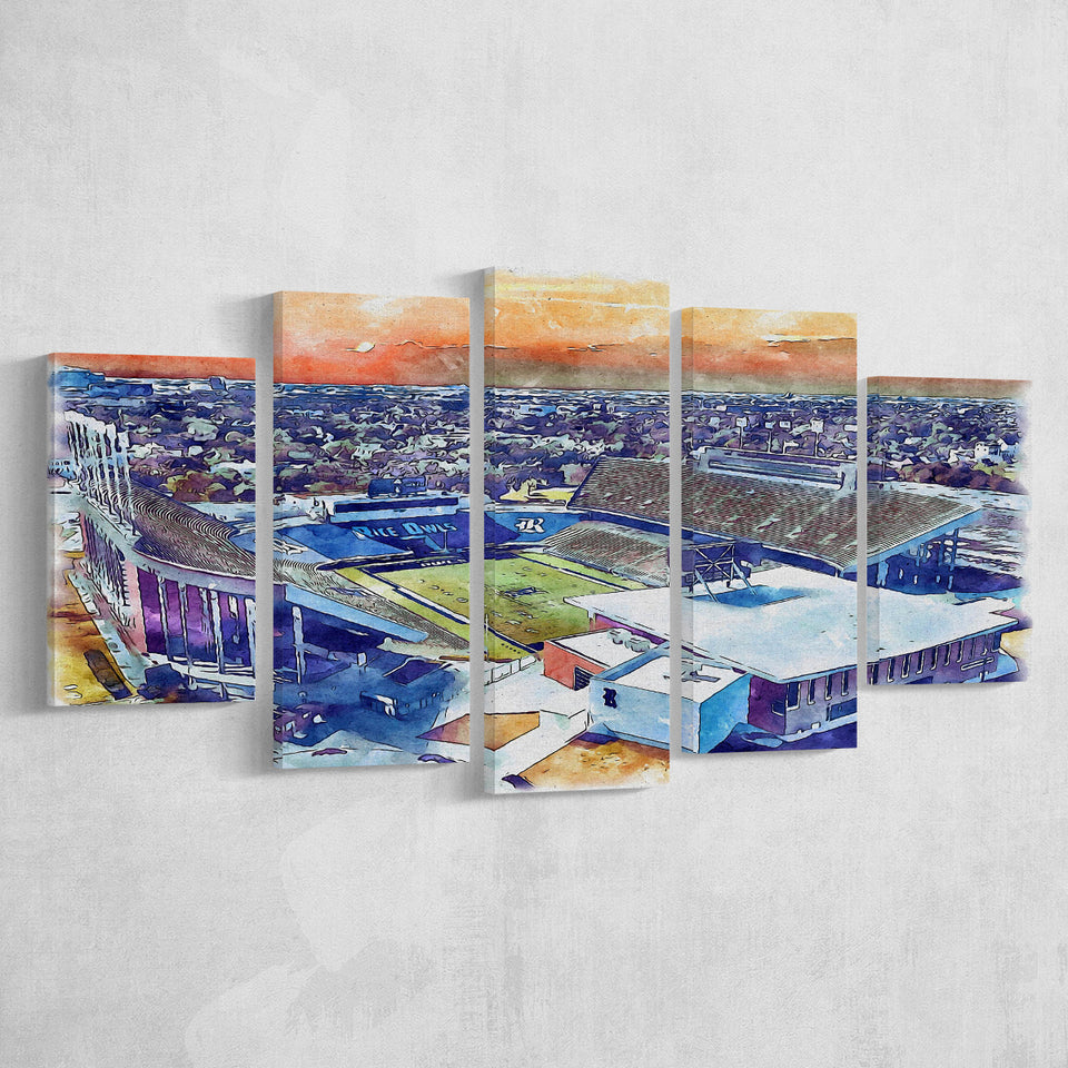 Rice Stadium WaterColor 5 Panels Mix Canvas Prints, Houston Texas Watercolor, Large Stadium Canvas