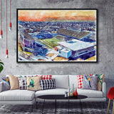 Rice Stadium WaterColor Framed Canvas Prints, Houston Texas Watercolor, Stadium Art Gifts, Floating Frame