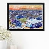 Rice Stadium WaterColor Framed Canvas Prints, Houston Texas Watercolor, Stadium Art Gifts, Floating Frame