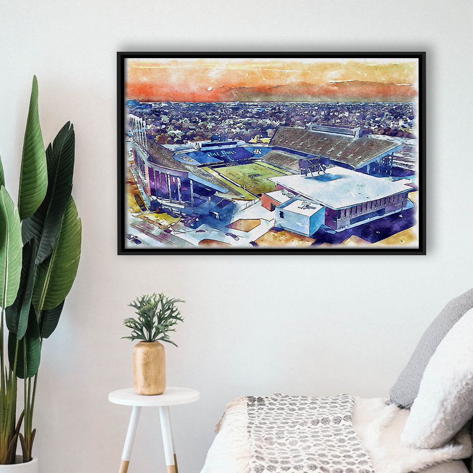 Rice Stadium WaterColor Framed Canvas Prints, Houston Texas Watercolor, Stadium Art Gifts, Floating Frame