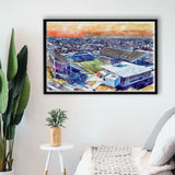 Rice Stadium WaterColor Framed Canvas Prints, Houston Texas Watercolor, Stadium Art Gifts, Floating Frame