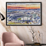 RingCentral Coliseum WaterColor Framed Canvas Prints, Oakland California Baseball Watercolor, Stadium Art Gifts