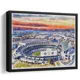 RingCentral Coliseum WaterColor Framed Canvas Prints, Oakland California Baseball Watercolor, Stadium Art Gifts