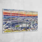 RingCentral Coliseum WaterColor 5 Panels B Mixed Canvas Prints, Extra Large, Oakland California Baseball Watercolor
