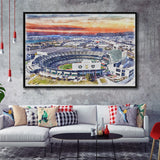 RingCentral Coliseum WaterColor Framed Canvas Prints, Oakland California Baseball Watercolor, Stadium Art Gifts