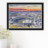 RingCentral Coliseum WaterColor Framed Canvas Prints, Oakland California Baseball Watercolor, Stadium Art Gifts