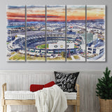 RingCentral Coliseum WaterColor 5 Panels B Mixed Canvas Prints, Extra Large, Oakland California Baseball Watercolor