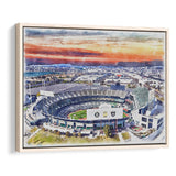 RingCentral Coliseum WaterColor Framed Canvas Prints, Oakland California Baseball Watercolor, Stadium Art Gifts