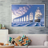 Rob Gonsalves Sun Sets Sail New Print On Canvas, Framed Canvas Print Wall Art Decor,Floating Frame