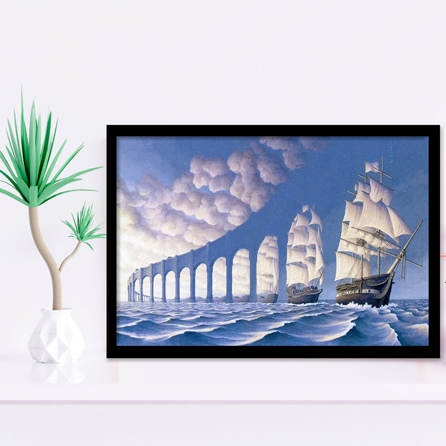 Rob Gonsalves Sun Sets Sail New Print On, Framed Art Print Wall Decor, Framed Picture