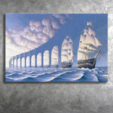 Rob Gonsalves Sun Sets Sail New Print On Canvas, Canvas Print Wall Art Decor, Landscape Art Print