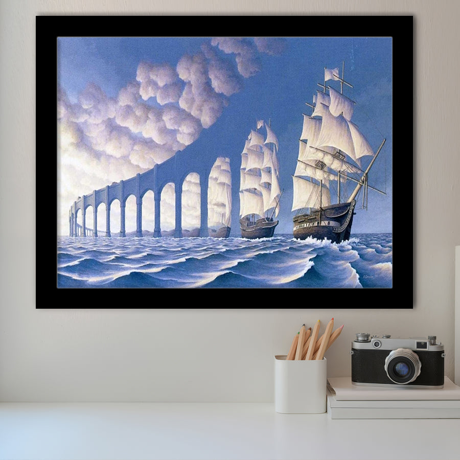Rob Gonsalves Sun Sets Sail New Print On, Framed Art Print Wall Decor, Framed Picture