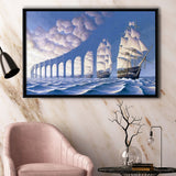 Rob Gonsalves Sun Sets Sail New Print On Canvas, Framed Canvas Print Wall Art Decor,Floating Frame