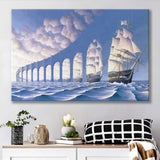 Rob Gonsalves Sun Sets Sail New Print On Canvas, Canvas Print Wall Art Decor, Landscape Art Print