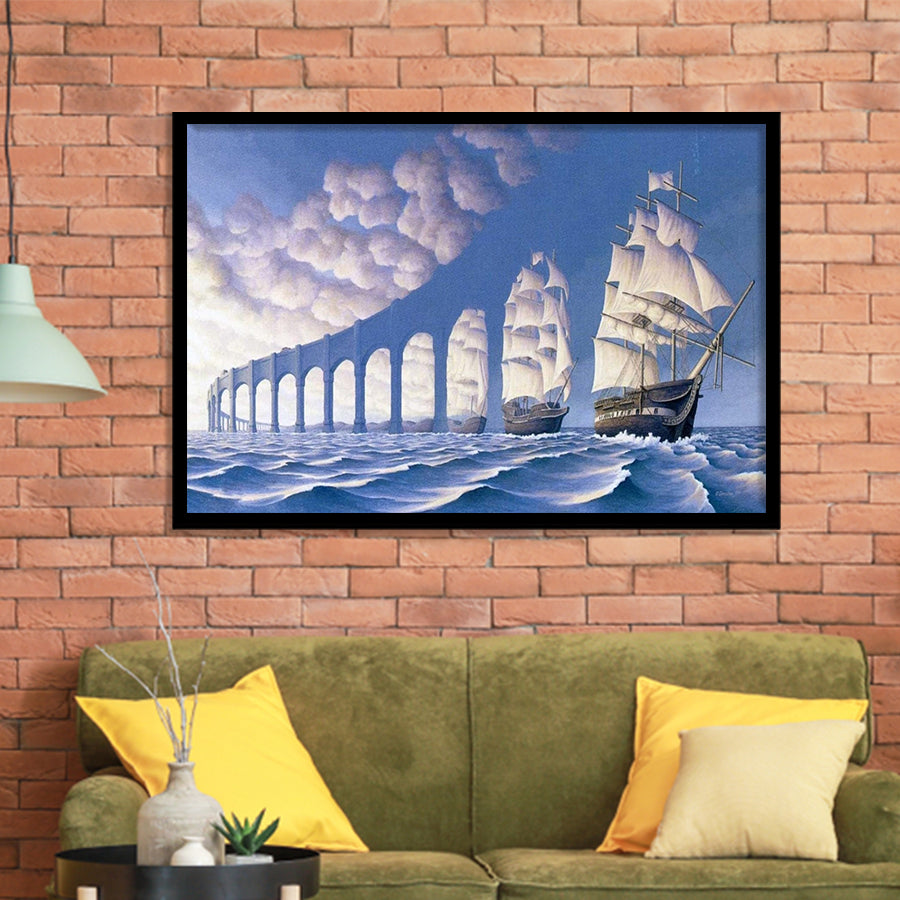Rob Gonsalves Sun Sets Sail New Print On, Framed Art Print Wall Decor, Framed Picture
