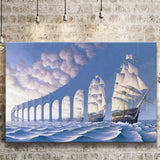 Rob Gonsalves Sun Sets Sail New Print On Canvas, Canvas Print Wall Art Decor, Landscape Art Print