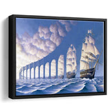 Rob Gonsalves Sun Sets Sail New Print On Canvas, Framed Canvas Print Wall Art Decor,Floating Frame