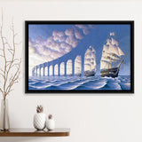 Rob Gonsalves Sun Sets Sail New Print On Canvas, Framed Canvas Print Wall Art Decor,Floating Frame