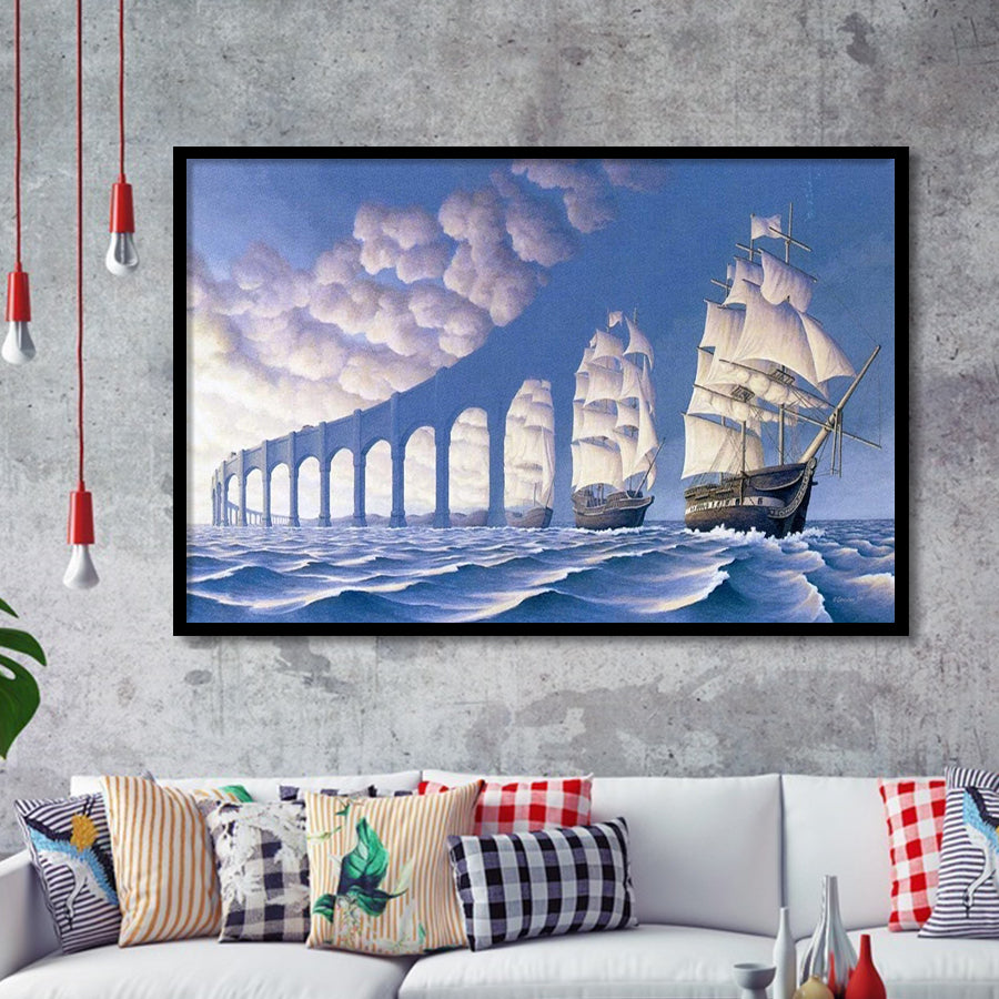 Rob Gonsalves Sun Sets Sail New Print On, Framed Art Print Wall Decor, Framed Picture