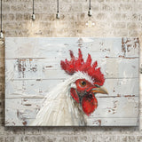 Rooster Painted On Woode Background Rustic Art, Canvas Print Wall Art Decor, Landscape Art Print