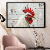 Rooster Painted On Woode Background Rustic Art, Framed Canvas Print Wall Art Decor,Floating Frame