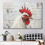 Rooster Painted On Woode Background Rustic Art, Canvas Print Wall Art Decor, Landscape Art Print