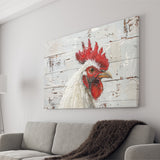 Rooster Painted On Woode Background Rustic Art, Canvas Print Wall Art Decor, Landscape Art Print
