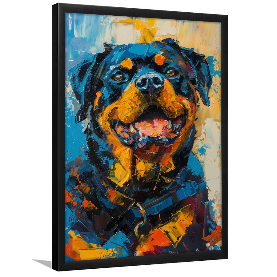 Rottweiler Dog Portrait Painting, Pet Art V1, Framed Art Print Wall Decor, Framed Picture