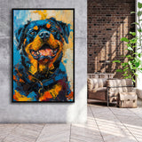 Rottweiler Dog Portrait Painting, Pet Art V1, Framed Canvas Painting, Framed Canvas Prints Wall Art Decor