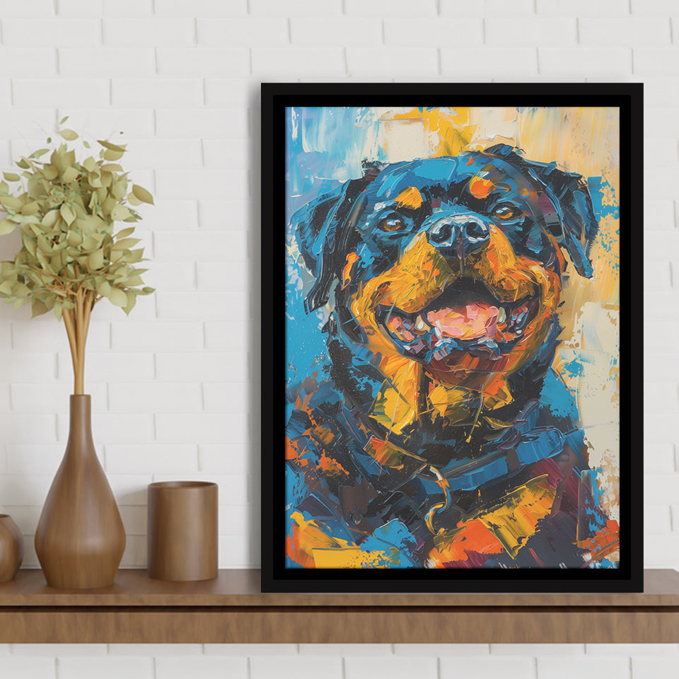 Rottweiler Dog Portrait Painting, Pet Art V1, Framed Canvas Painting, Framed Canvas Prints Wall Art Decor