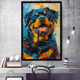 Rottweiler Dog Portrait Painting, Pet Art V1, Framed Art Print Wall Decor, Framed Picture