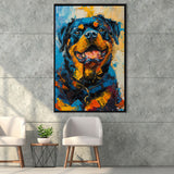 Rottweiler Dog Portrait Painting, Pet Art V1, Framed Canvas Painting, Framed Canvas Prints Wall Art Decor