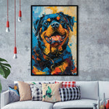 Rottweiler Dog Portrait Painting, Pet Art V1, Framed Art Print Wall Decor, Framed Picture