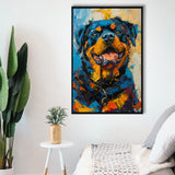 Rottweiler Dog Portrait Painting, Pet Art V1, Framed Canvas Painting, Framed Canvas Prints Wall Art Decor