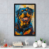 Rottweiler Dog Portrait Painting, Pet Art V1, Framed Canvas Painting, Framed Canvas Prints Wall Art Decor