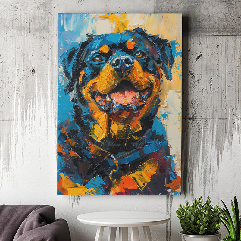 Rottweiler Dog Portrait Painting, Pet Art V1, Canvas Painting, Canvas Prints Wall Art Decor