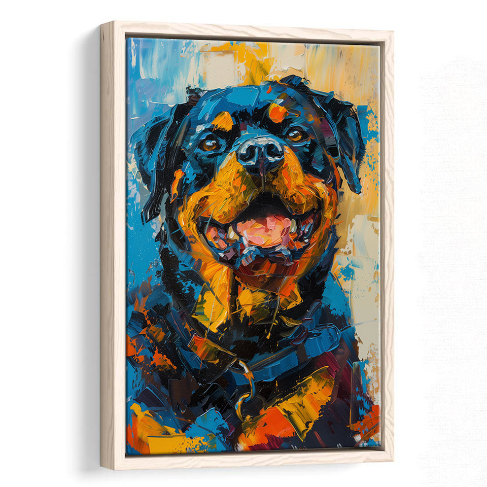 Rottweiler Dog Portrait Painting, Pet Art V1, Framed Canvas Painting, Framed Canvas Prints Wall Art Decor