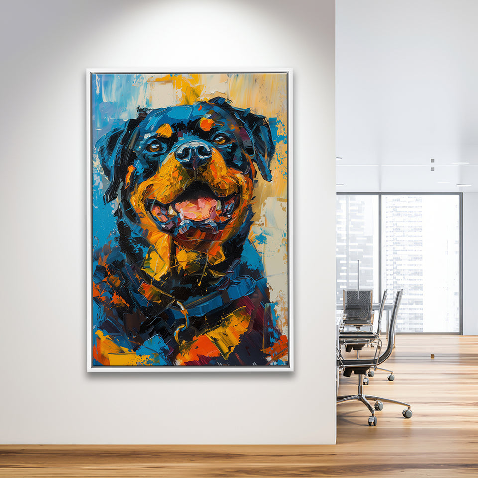 Rottweiler Dog Portrait Painting, Pet Art V1, Framed Canvas Painting, Framed Canvas Prints Wall Art Decor