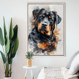 Rottweiler Dog Portrait Painting, Pet Art V6, Framed Canvas Painting, Framed Canvas Prints Wall Art Decor