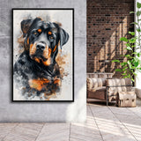 Rottweiler Dog Portrait Painting, Pet Art V6, Framed Canvas Painting, Framed Canvas Prints Wall Art Decor